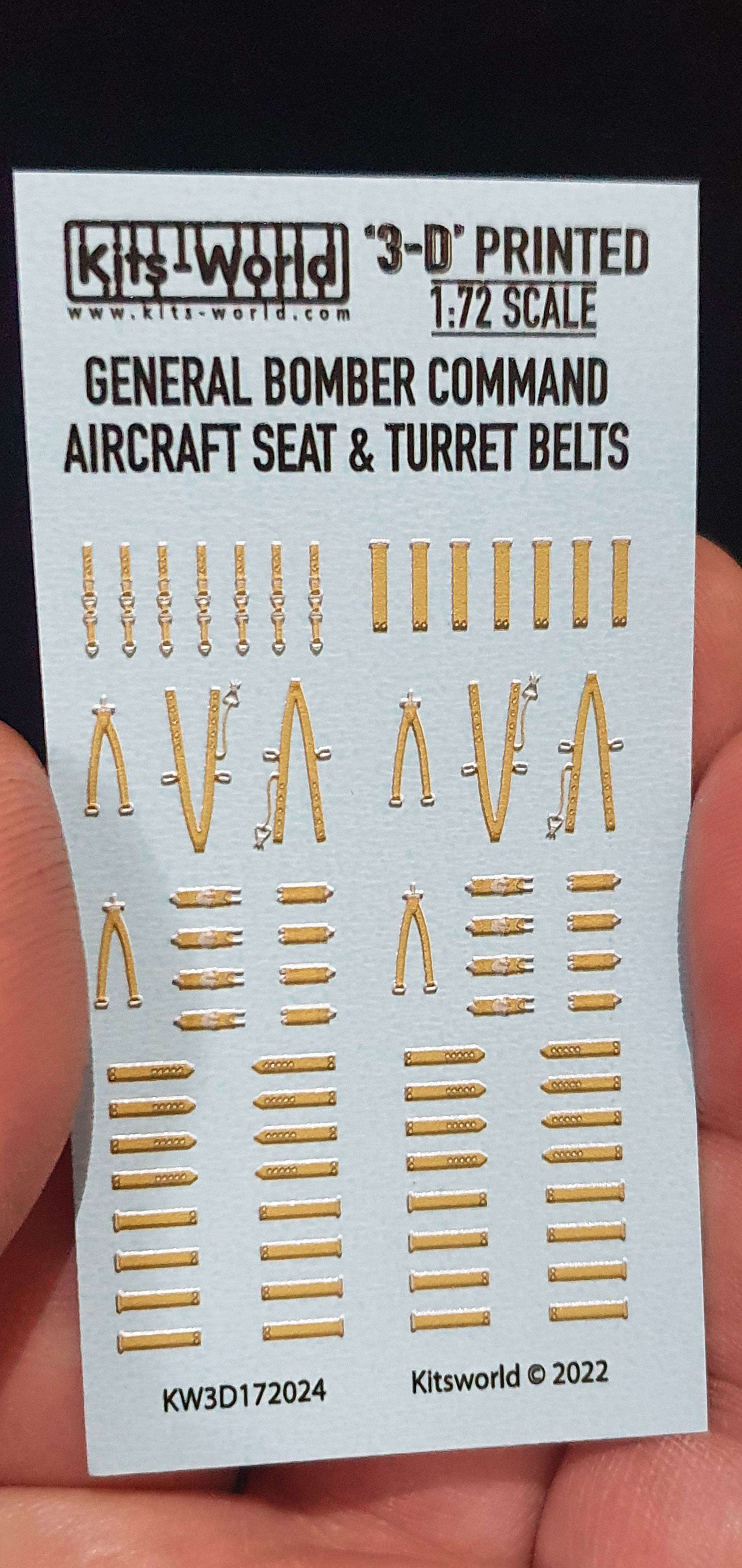 Kitsworld 1:72 scale 3D Bomber Command Bombers  Cockpit & Turrets KW3D172024 3D Seat Belt Decals 